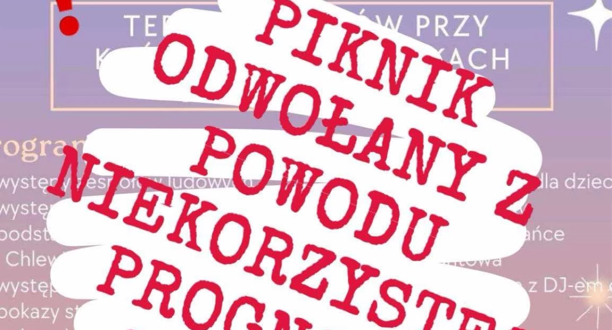 Imprezy plenerowe , Piknik Chlewiskach odwołany! - zdjęcie, fotografia
