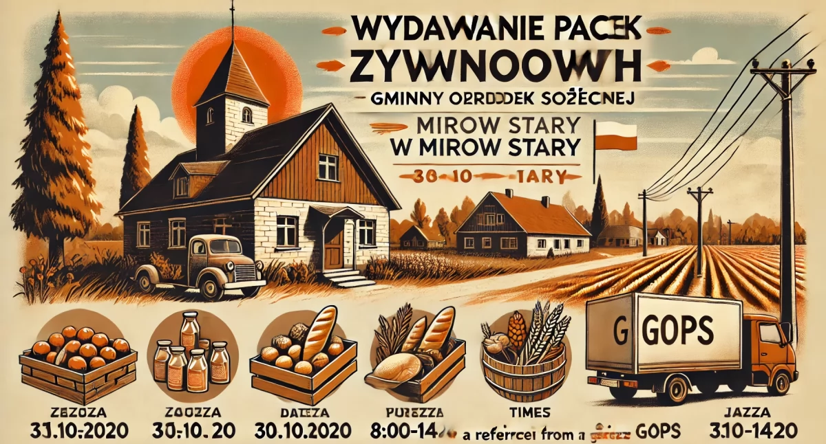 Komunikaty , Wydawanie paczek żywnościowych przez Mirowie Starym - zdjęcie, fotografia