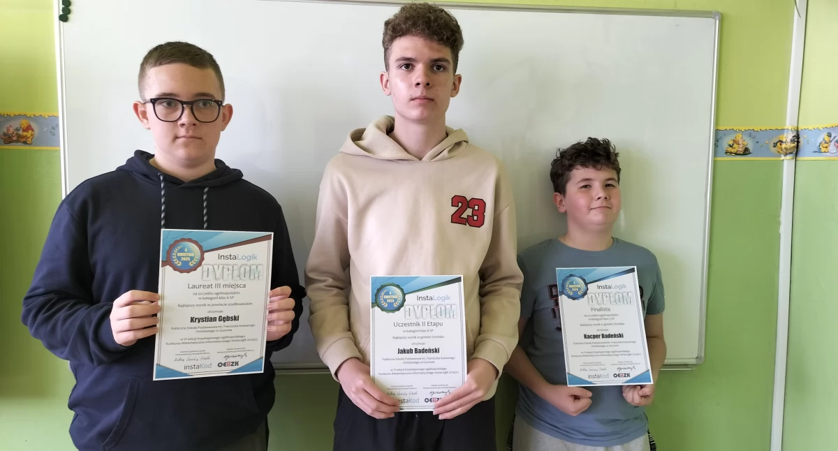 fot. PSP w Guzowie. Od lewej: Krystian Gębski, Jakub Badeński, Kacper Badeński 