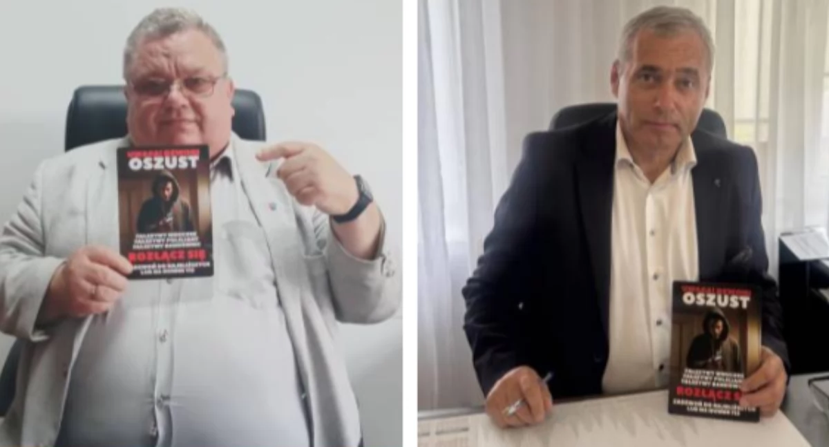 Wójt Mirowa Artur Siwiorek (z lewej) oraz Andrzej Bracha, burmistrz Jastrzębia promują akcję