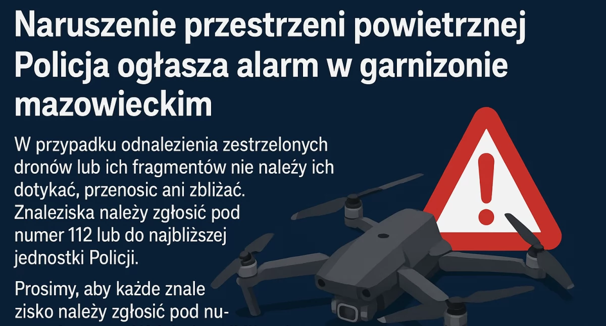 Komunikaty , Naruszenie przestrzeni powietrznej Policja ogłasza alarm garnizonie mazowieckim - zdjęcie, fotografia
