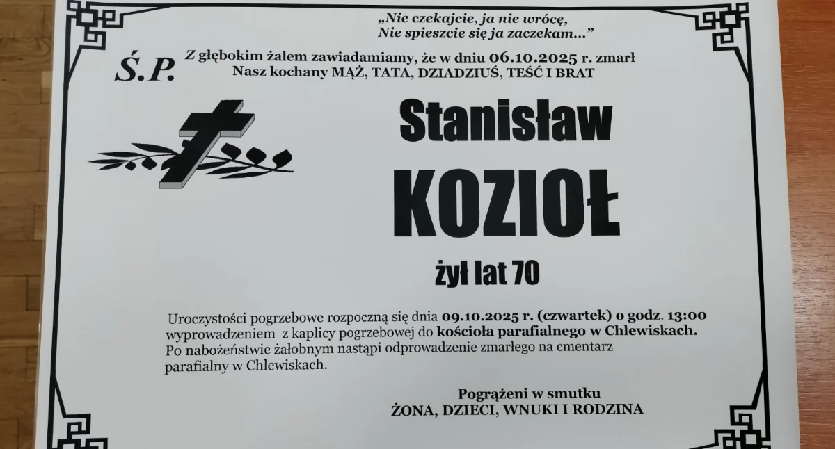 Pożegnania, żyje Stanisław Kozioł ceniony nauczyciel - zdjęcie, fotografia