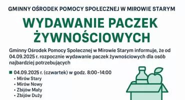 GOPS w Mirowie rozpoczyna wydawanie paczek żywnościowych od 4 września