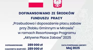 Gmina Mirów otrzymała dotację na przebudowę placu zabaw przy Żłobku Gminnym