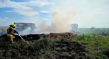 Pożar przy linii kolejowej w Chronowie. Strażacy z Orońska w akcji
